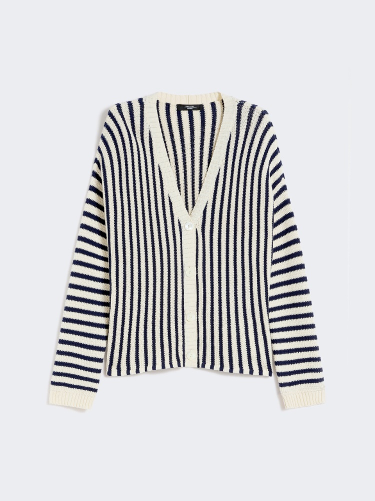 Cotton cordonnet cardigan - NAVY - Max Mara