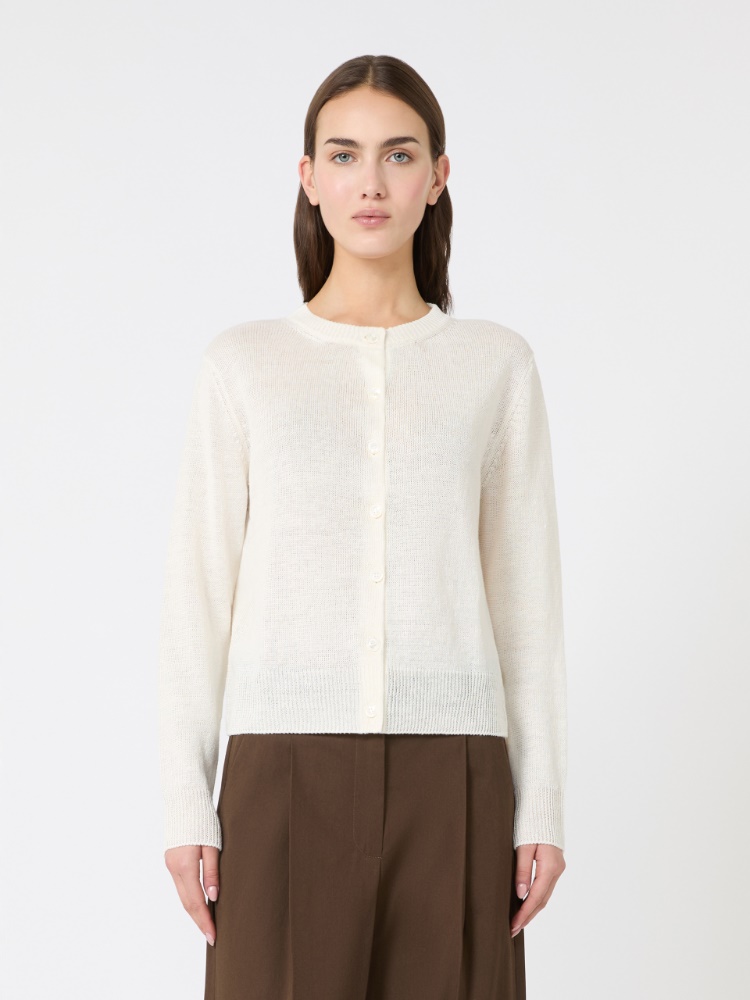 Linen yarn classic cardigan - ECRU - Max Mara - 2