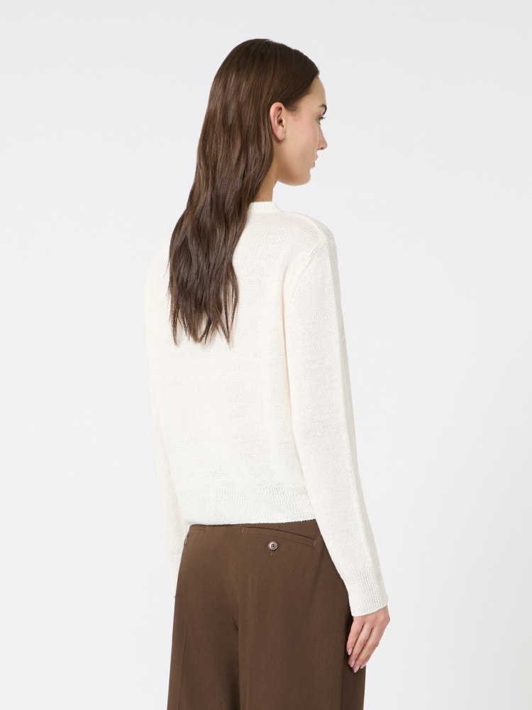 Linen yarn classic cardigan - ECRU - Max Mara - 3