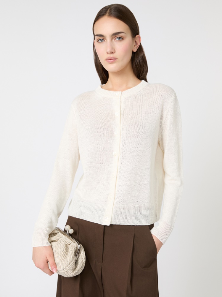 Linen yarn classic cardigan - ECRU - Max Mara - 4