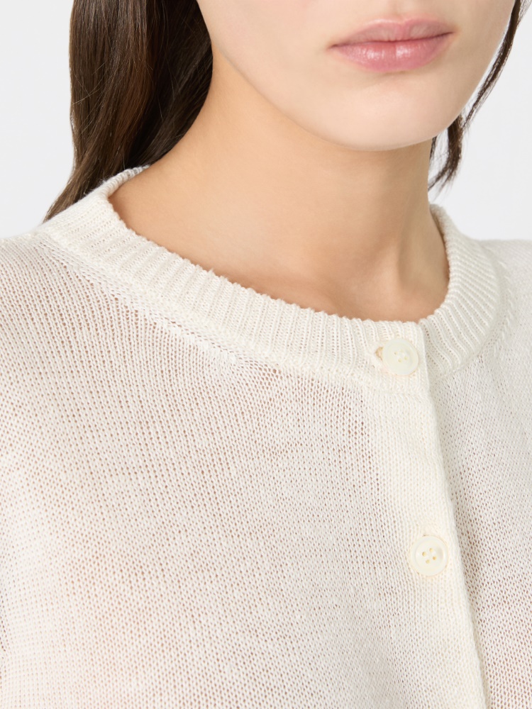 Linen yarn classic cardigan - ECRU - Max Mara - 5