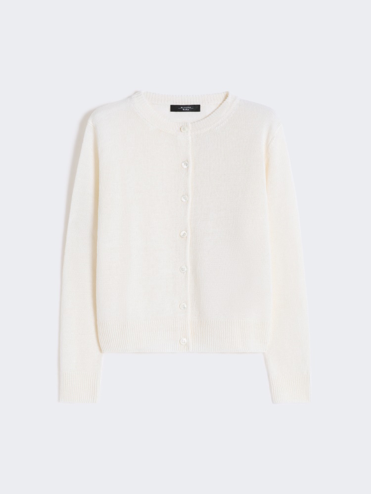 Linen yarn classic cardigan - ECRU - Max Mara