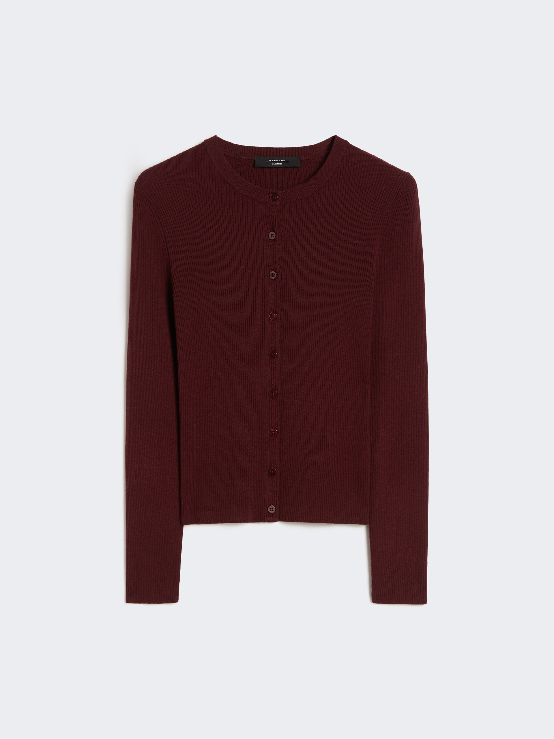 Rib-knit viscose cardigan - BORDEAUX - Max Mara - 5