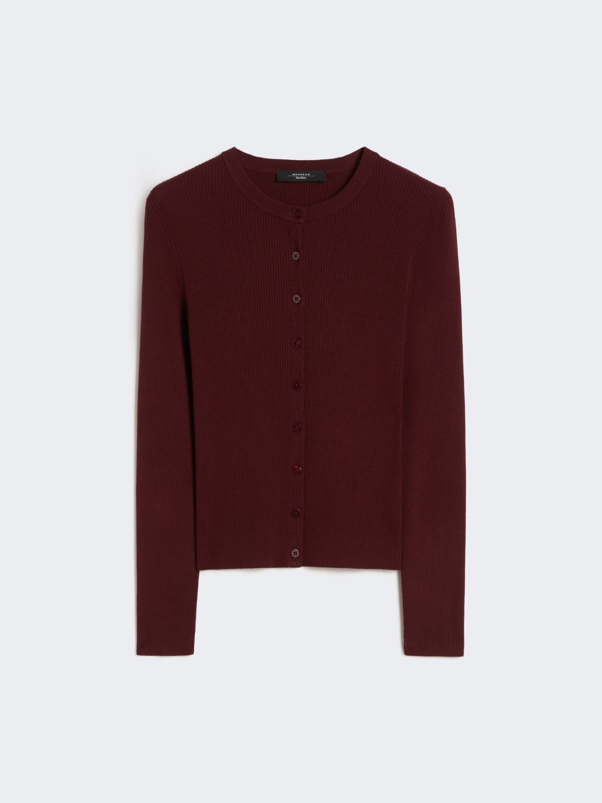 Rib-knit viscose cardigan - BORDEAUX - Max Mara - 5
