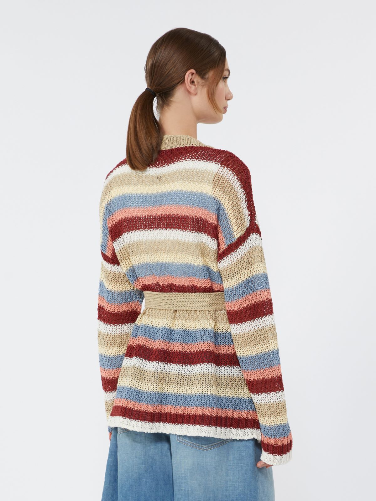 Linen yarn cardigan with belt - CHERRY - Max Mara - 9