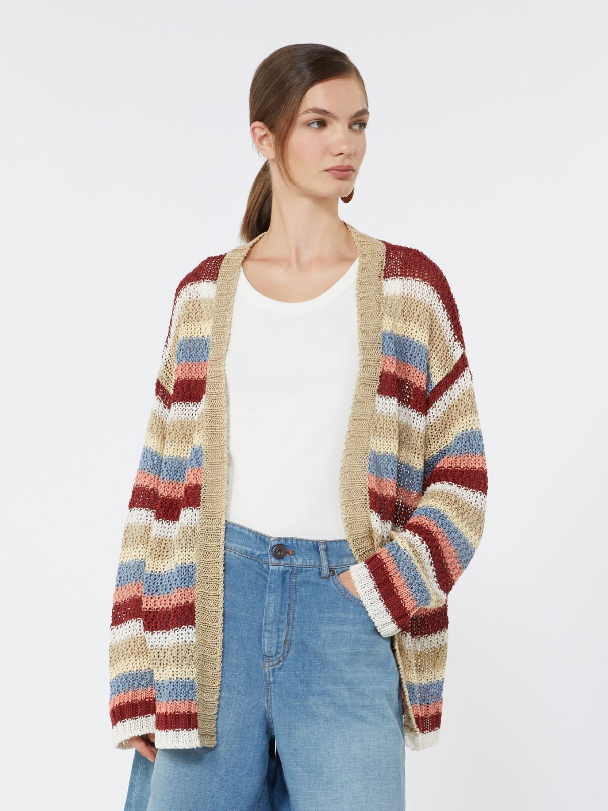 Linen yarn cardigan with belt - CHERRY - Max Mara - 9