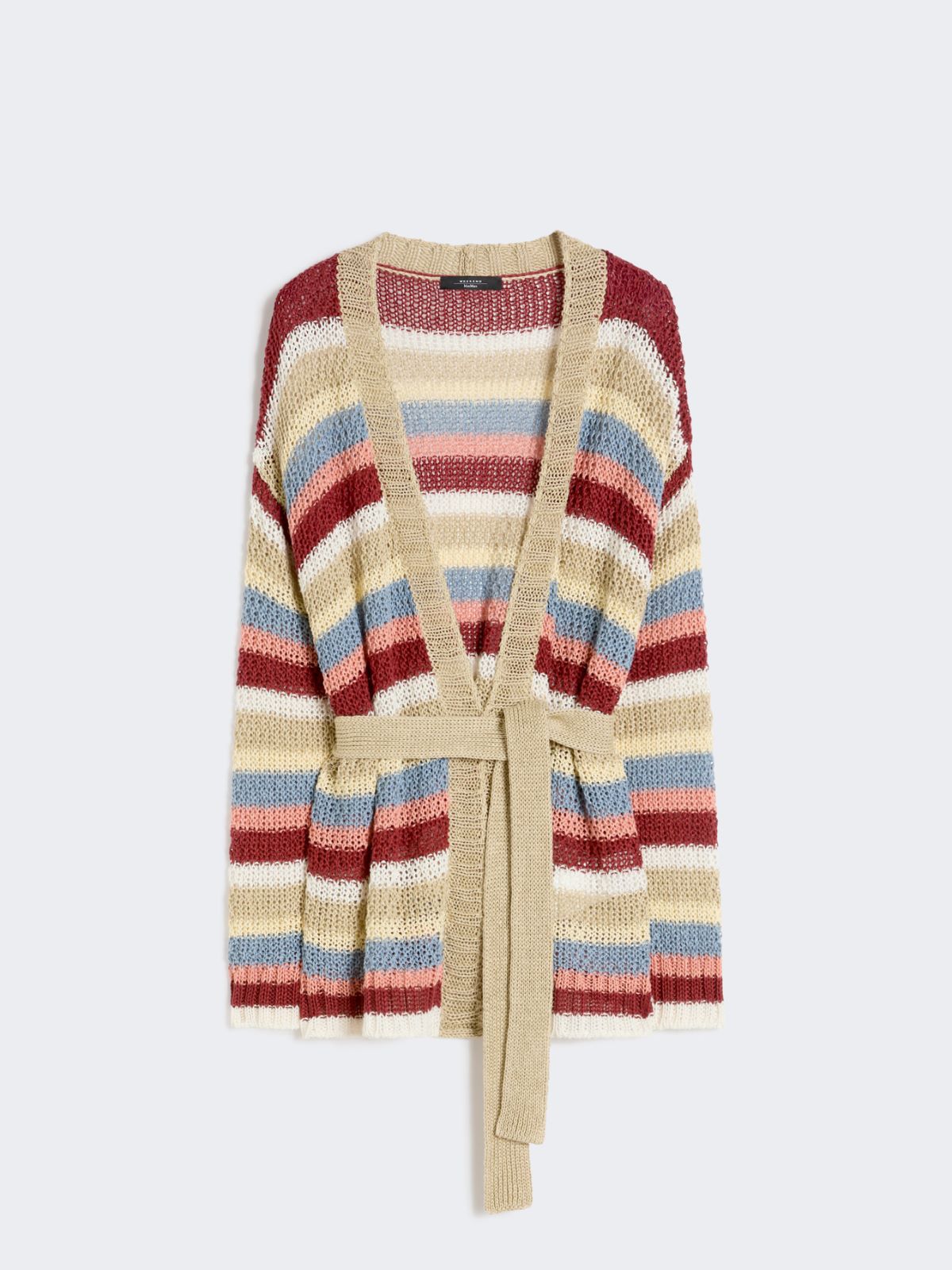 Linen yarn cardigan with belt - CHERRY - Max Mara - 9