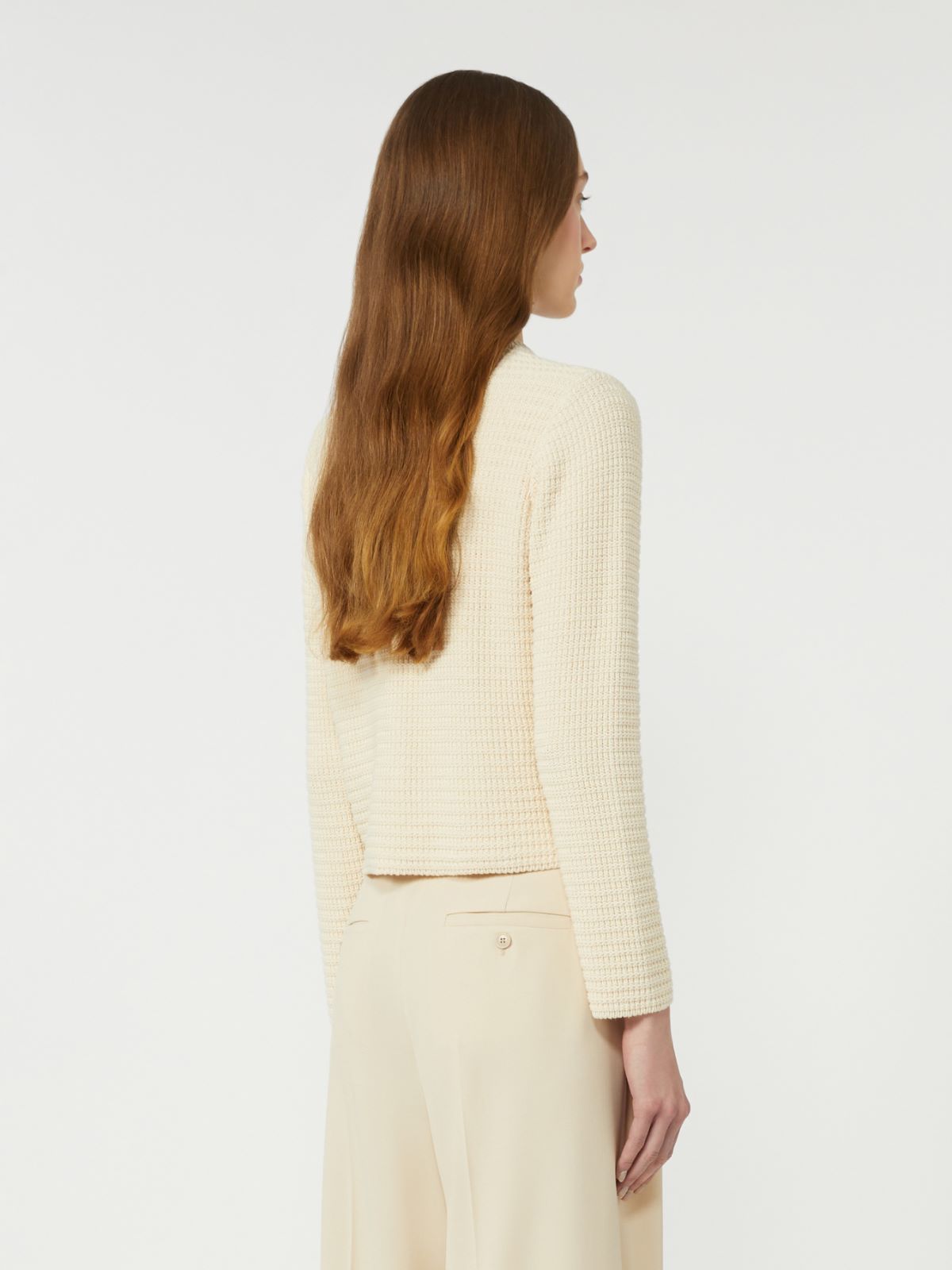 Cropped cotton cardigan - ECRU - Max Mara - 5