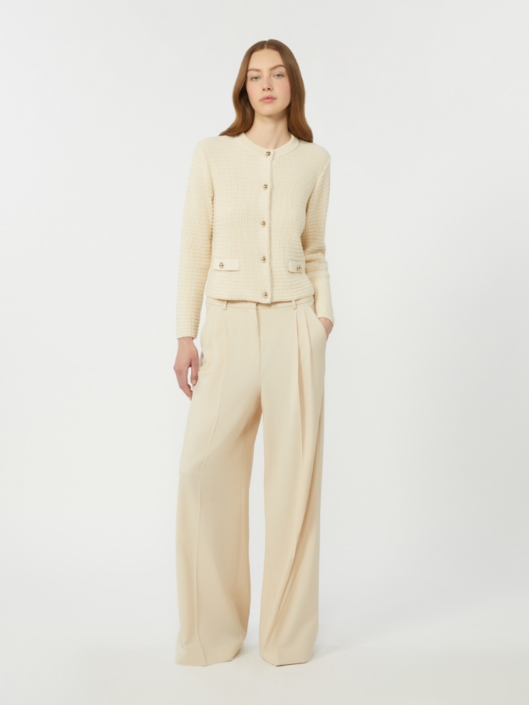 Cropped cotton cardigan - ECRU - Max Mara