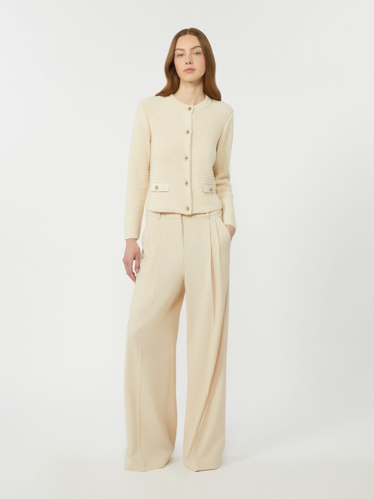 Cropped cotton cardigan - ECRU - Max Mara - 5
