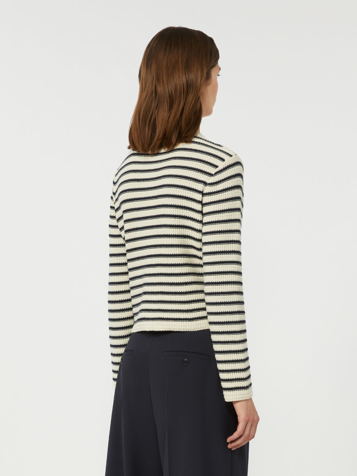 Cropped cotton cardigan - NAVY - Max Mara - 5