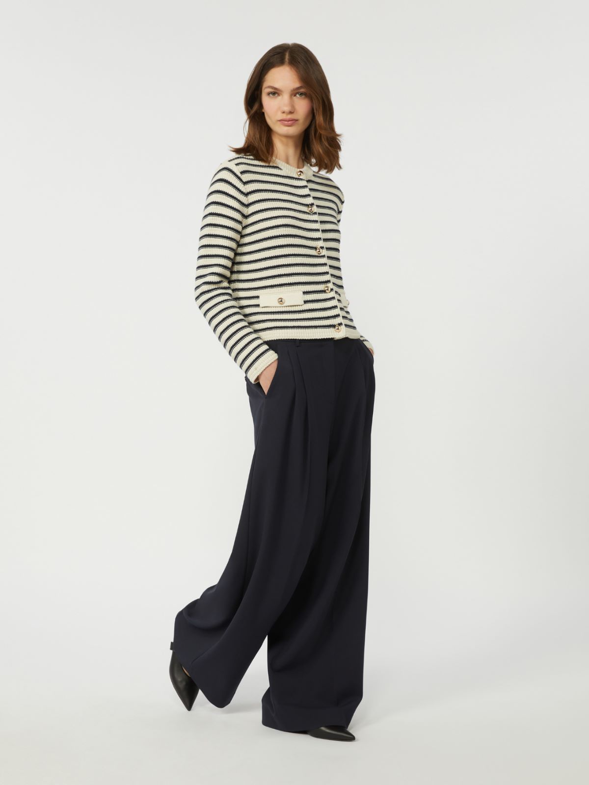 Cropped cotton cardigan - NAVY - Max Mara - 5