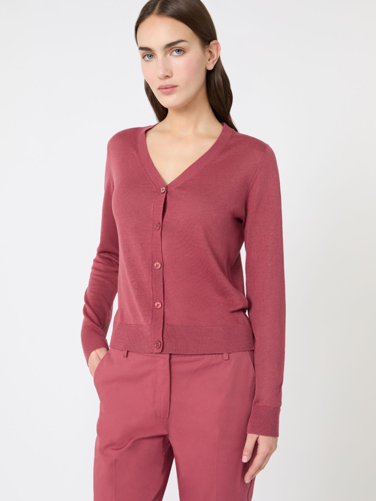 아데쏘 실크 가디건 - CHERRY - 4