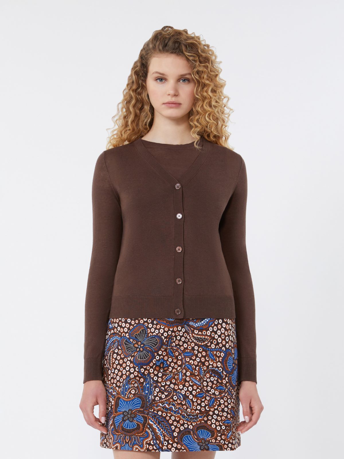 아데쏘 실크 가디건 - CHOCOLATE - 2