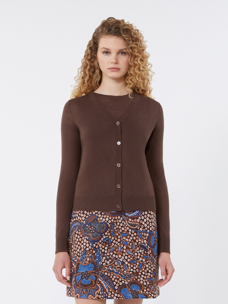 아데쏘 실크 가디건 - CHOCOLATE - 2