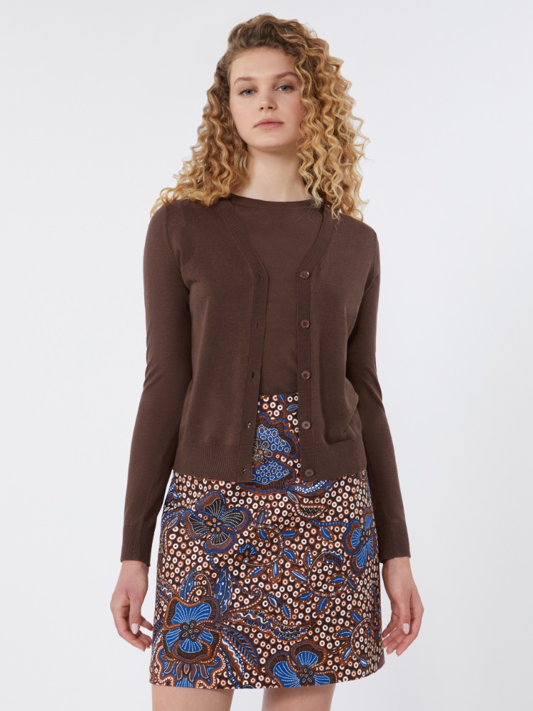 아데쏘 실크 가디건 - CHOCOLATE - 4