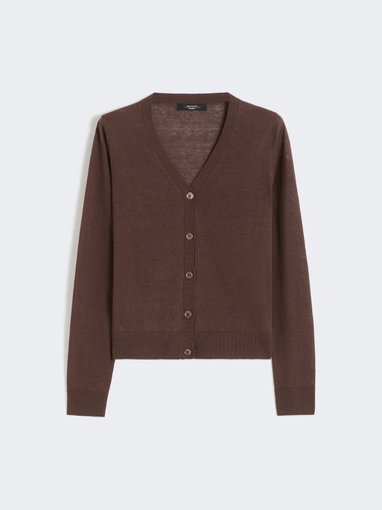 아데쏘 실크 가디건 - CHOCOLATE