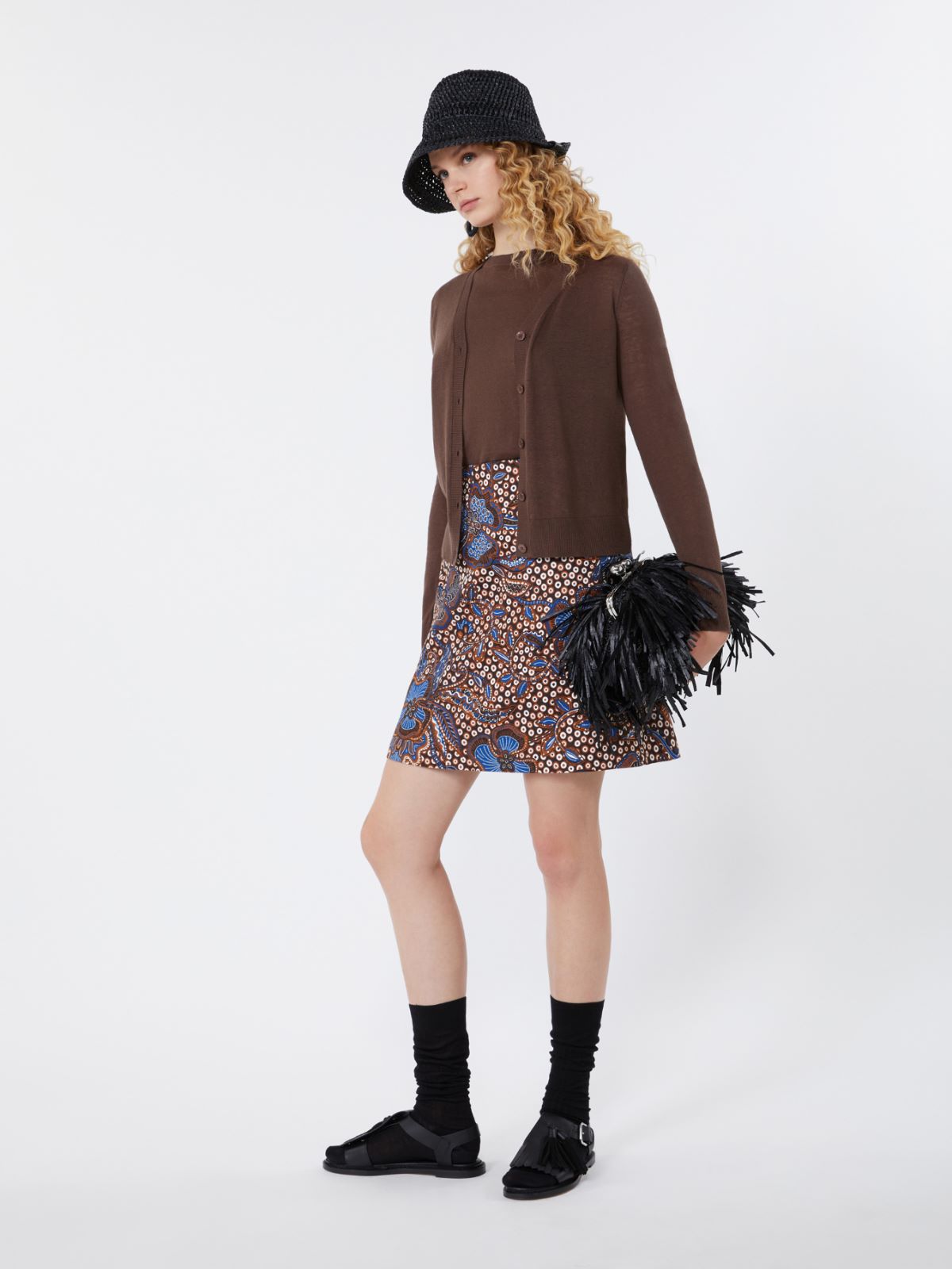 아데쏘 실크 가디건 - CHOCOLATE