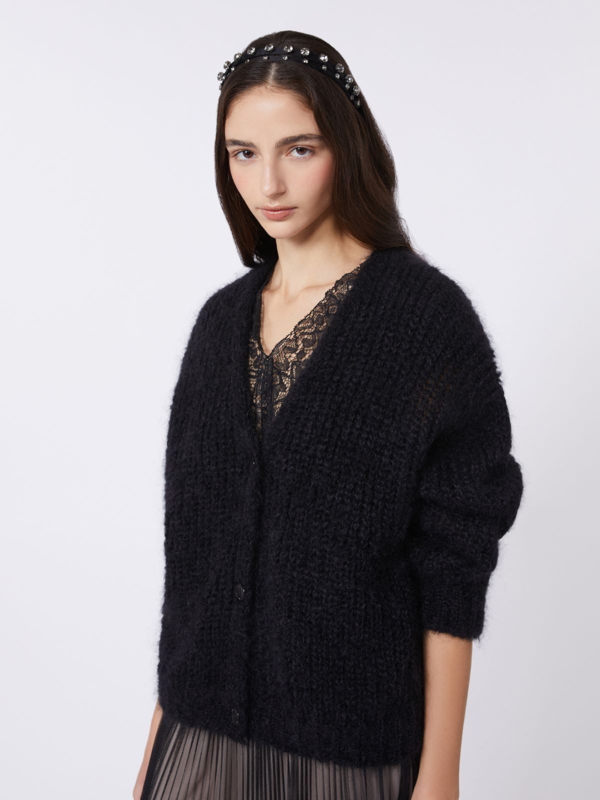 Mohair cardigan - BLACK - Max Mara - 5