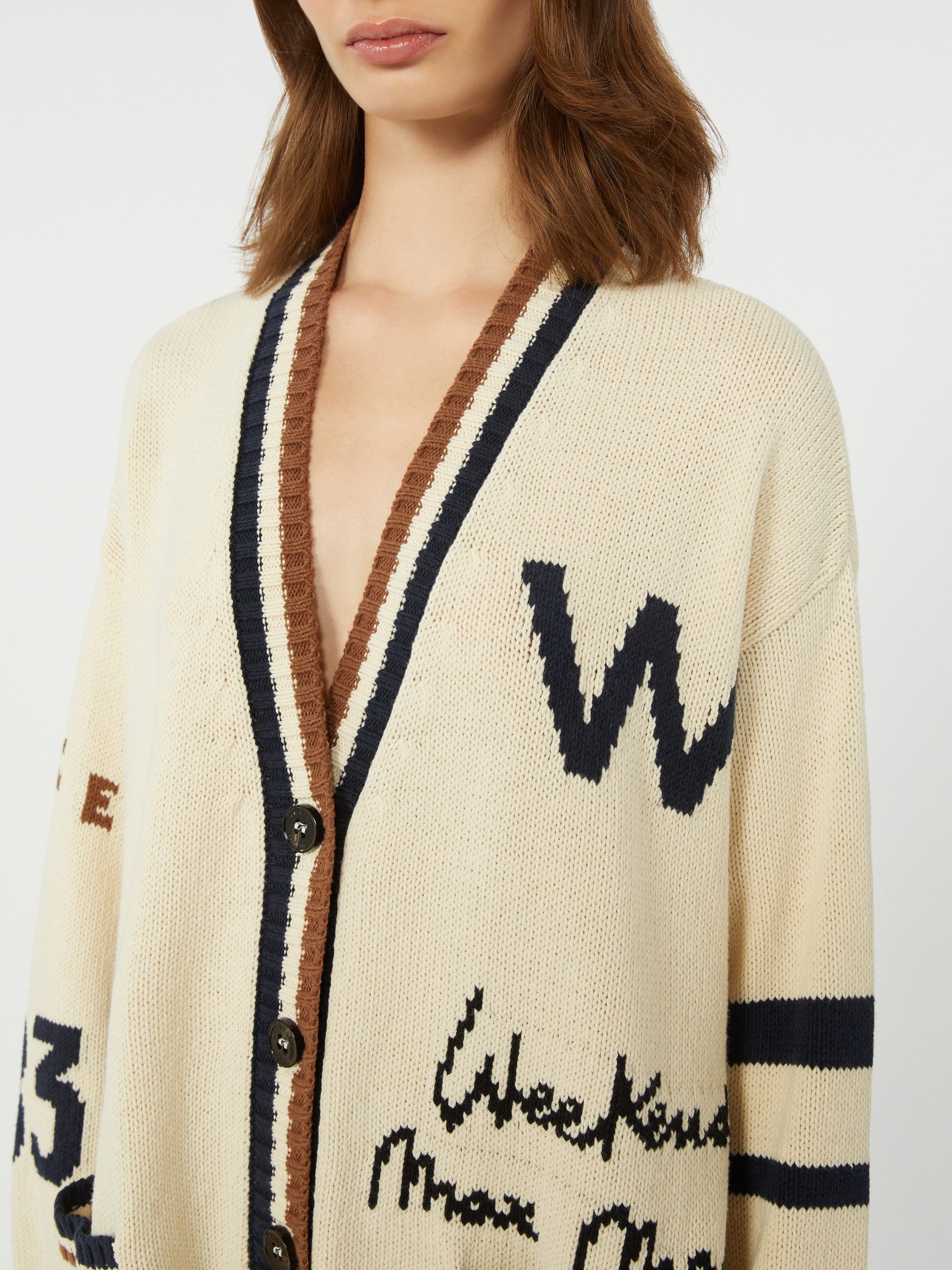 Oversized cotton-blend cardigan - BLACK - Max Mara - 5