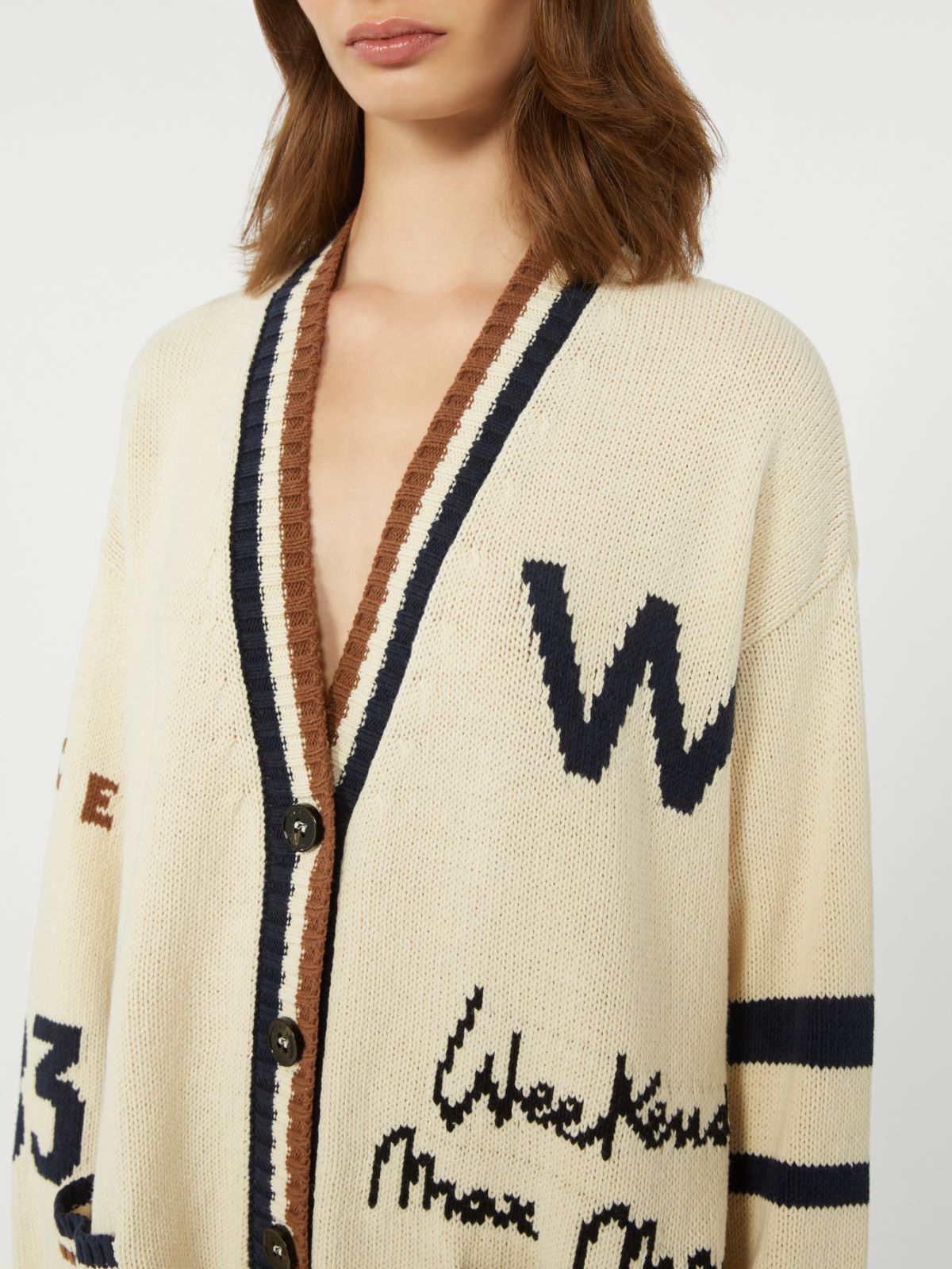 Oversized cotton-blend cardigan - BLACK - Max Mara - 6