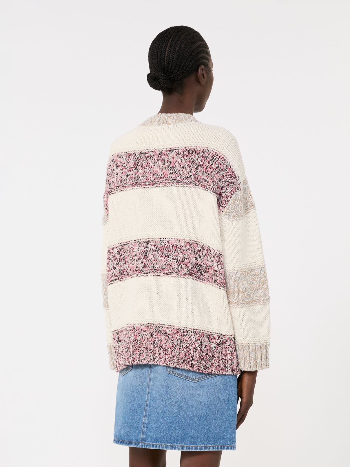 Striped wool and cotton cardigan - SAND - Max Mara - 5