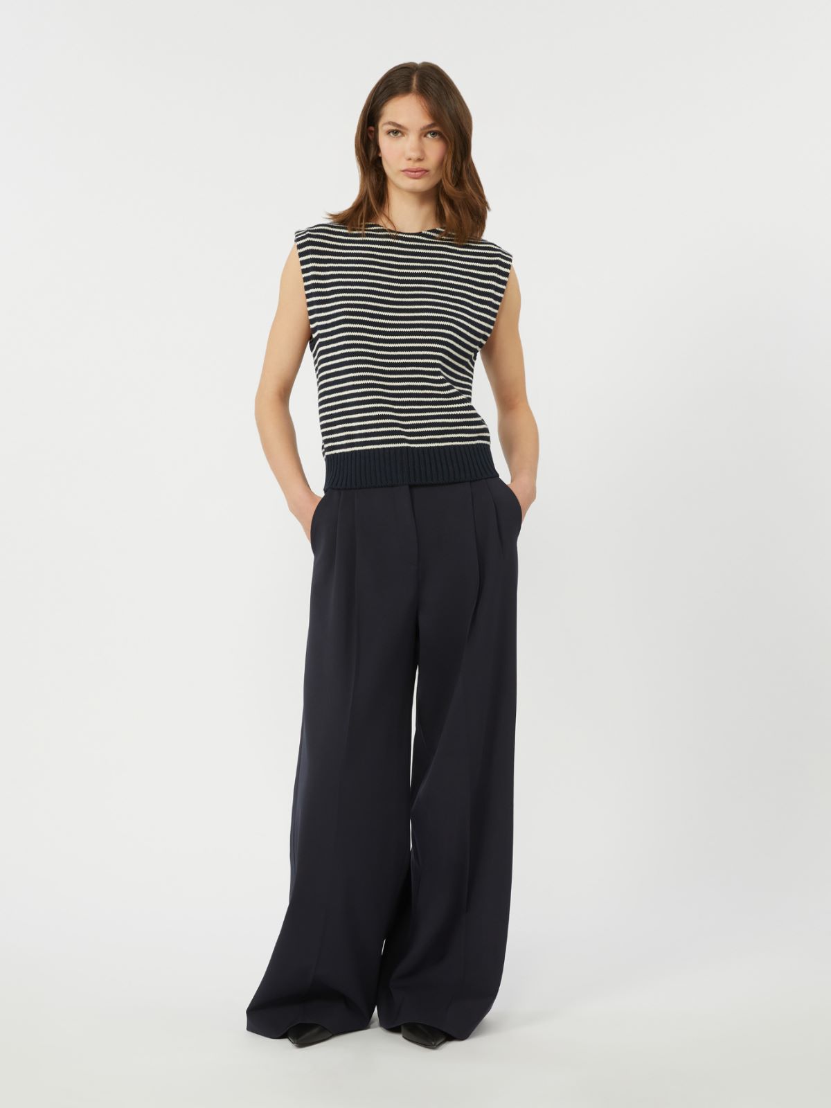 Cotton yarn gilet - NAVY - Max Mara - 5