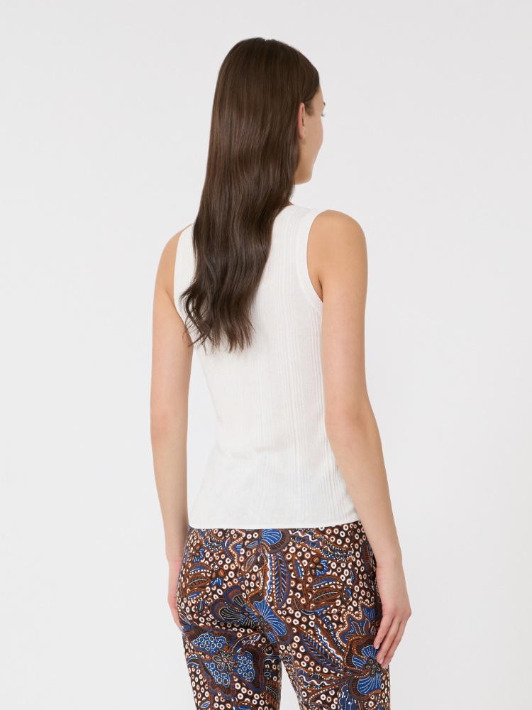 Ärmelloser Pullover aus Viskose - WEISS - 3