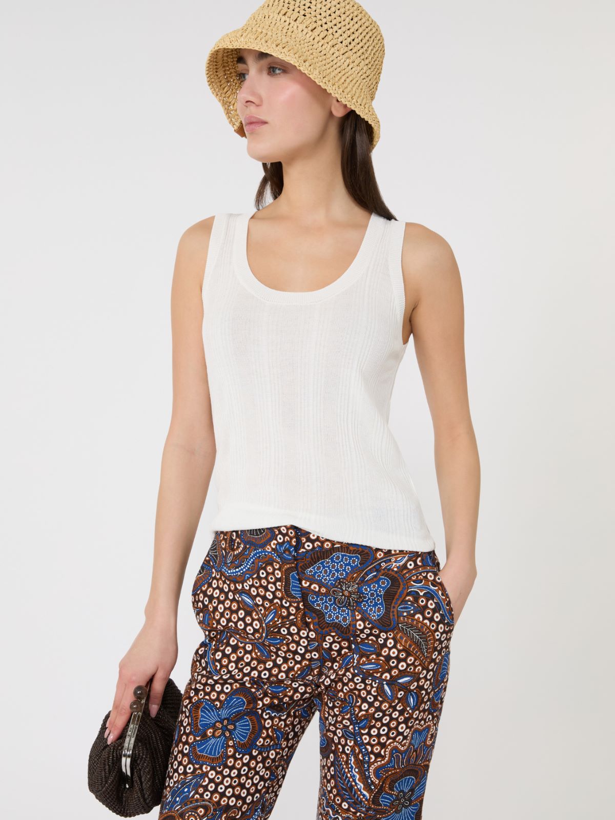 Ärmelloser Pullover aus Viskose - WEISS - 4