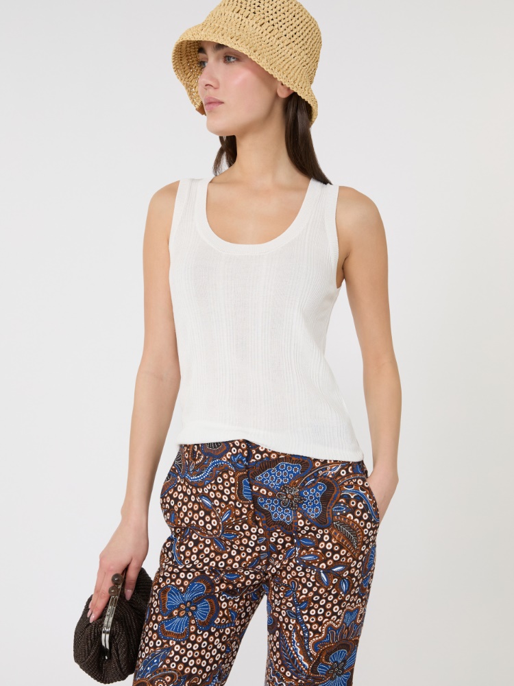 Ärmelloser Pullover aus Viskose - WEISS - 4