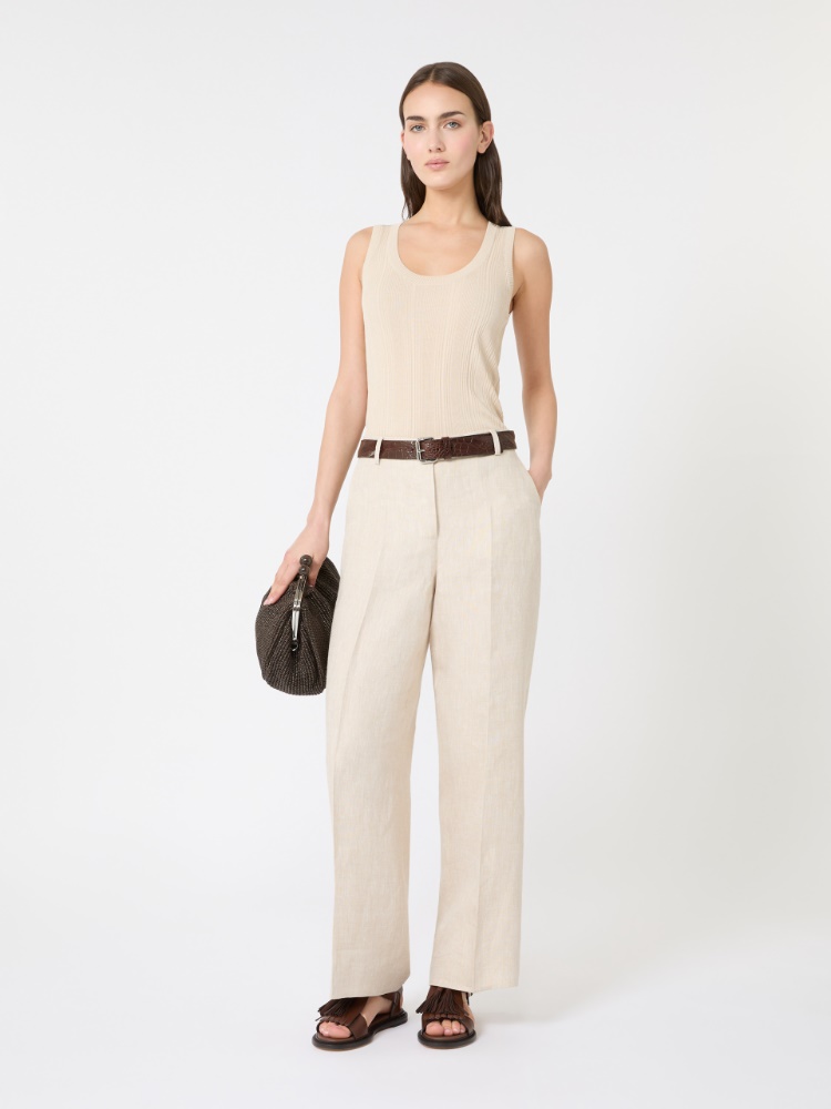 Top bez rękawów z przędzy wiskozowej + BEŻOWY - Max Mara