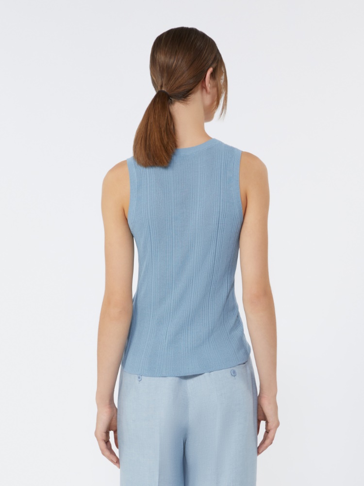 Top bez rękawów z przędzy wiskozowej - JASNONIEBIESKI - Max Mara - 3