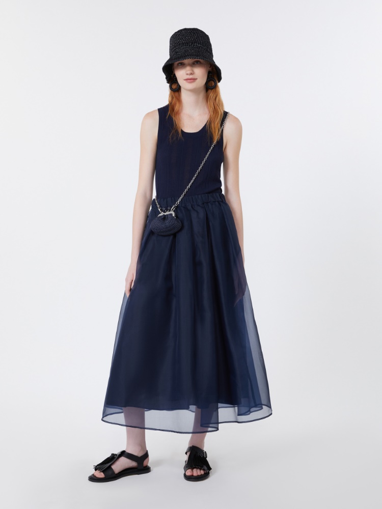 Top bez rękawów z przędzy wiskozowej - GRANATOWY - Max Mara - 1