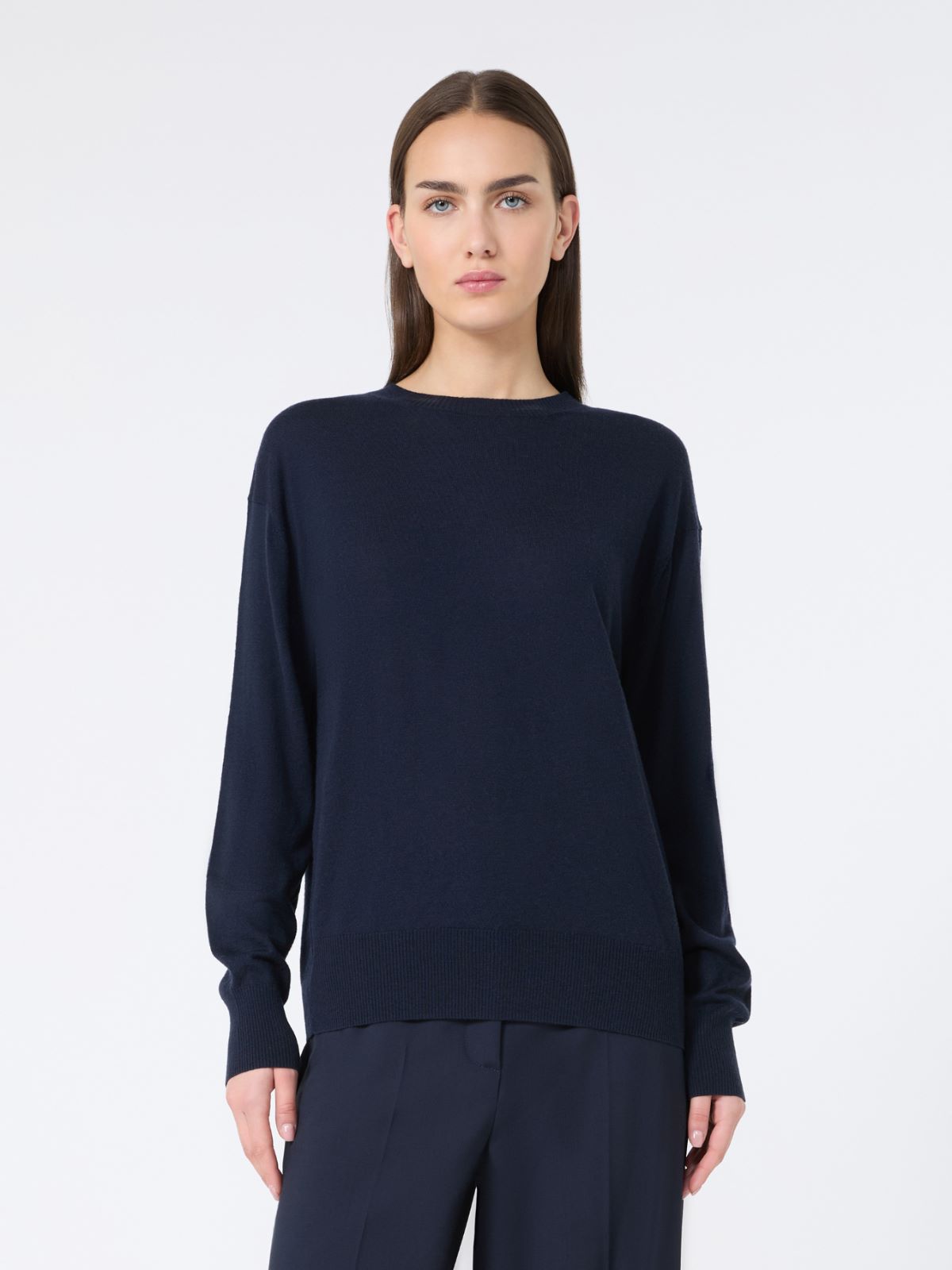 Wool and cashmere basic sweater - NAVY - Max Mara - 5