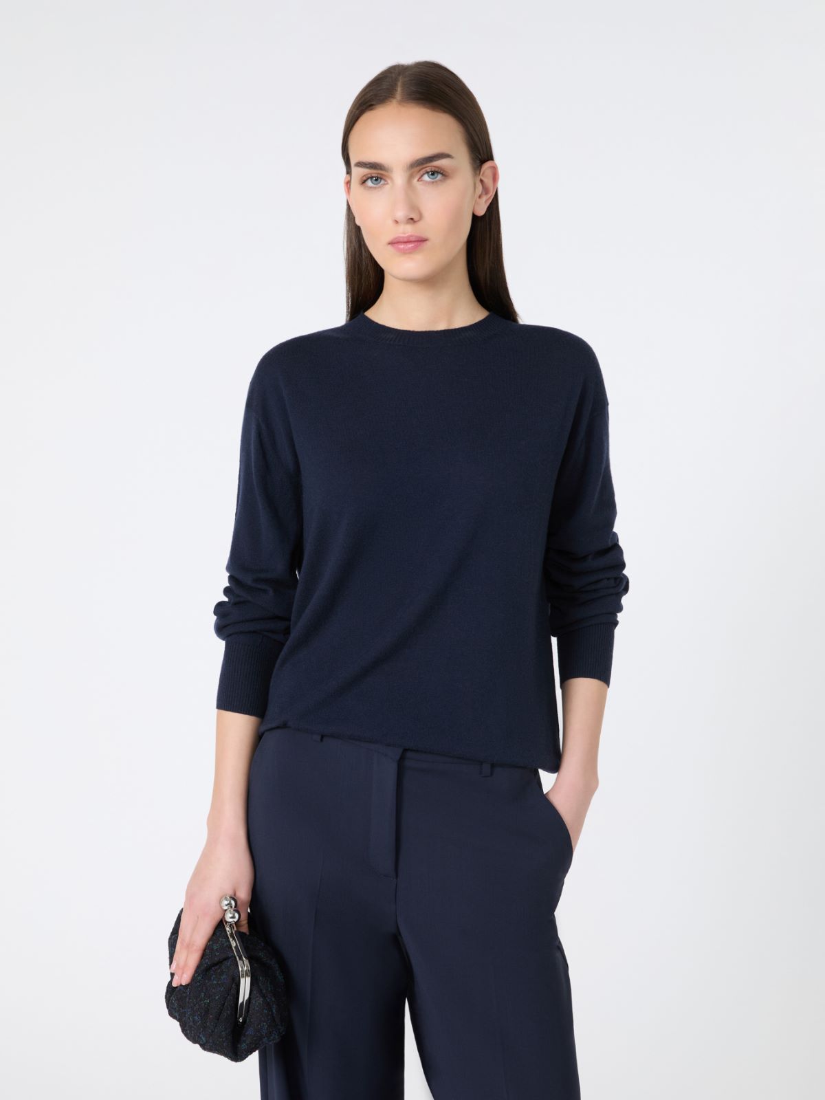 Wool and cashmere basic sweater - NAVY - Max Mara - 5