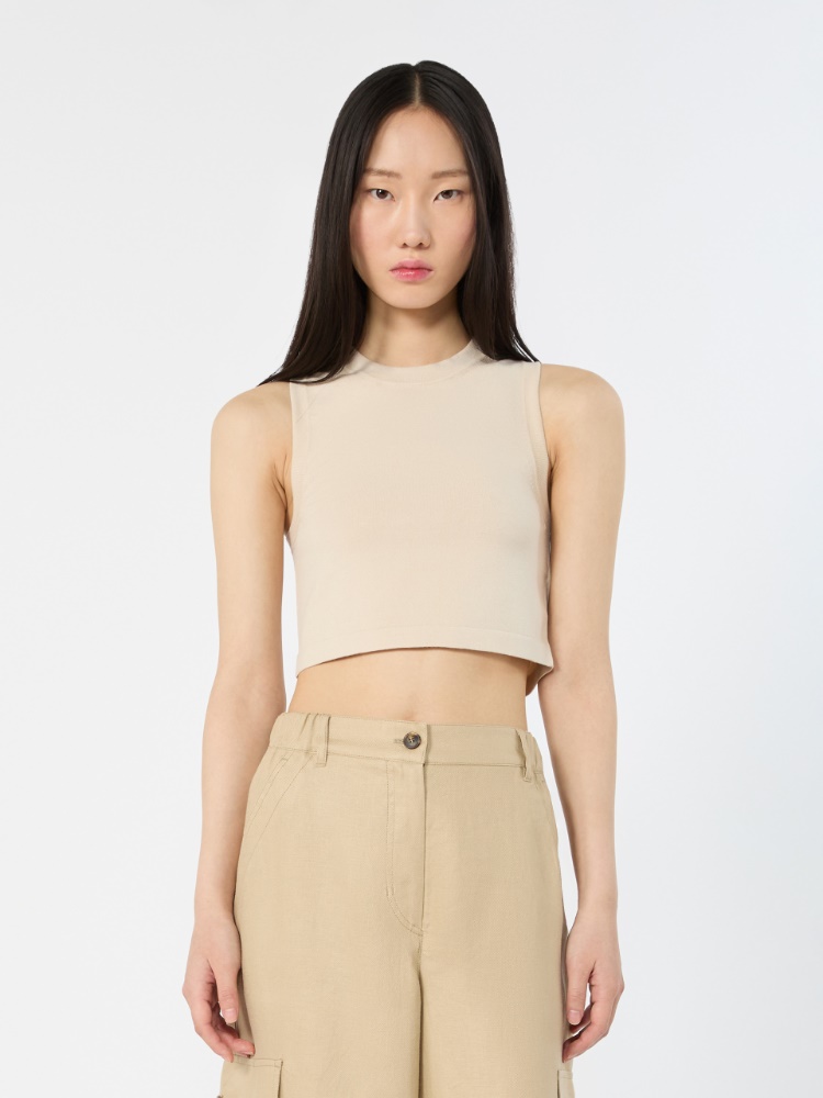 Crop top in viscose yarn - SAND - 2