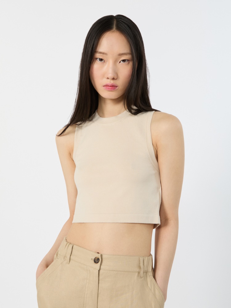 Crop top in viscose yarn - SAND - 4