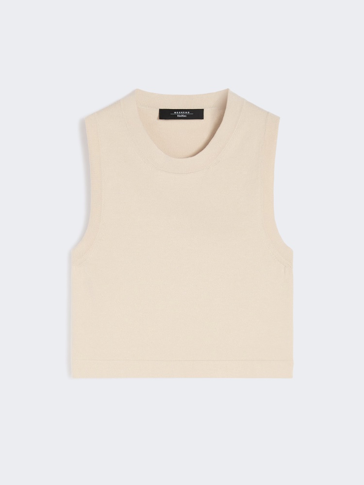 Crop top in viscose yarn - SAND - 5