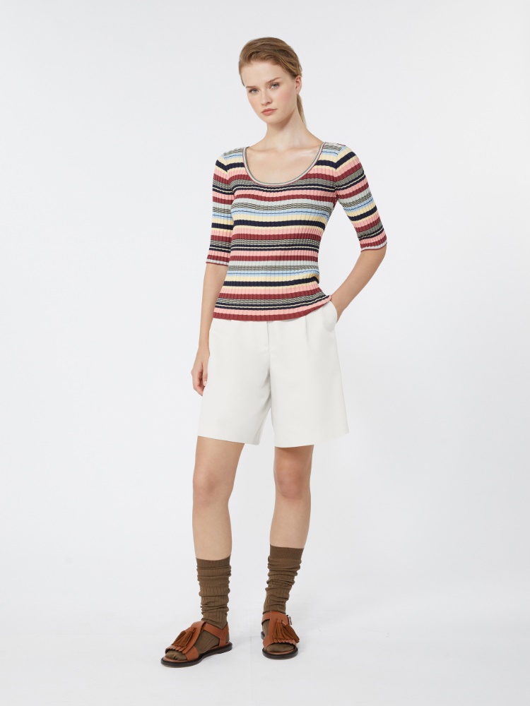 Stretch viscose yarn ribbed jumper + MULTICOLOUR - Max Mara