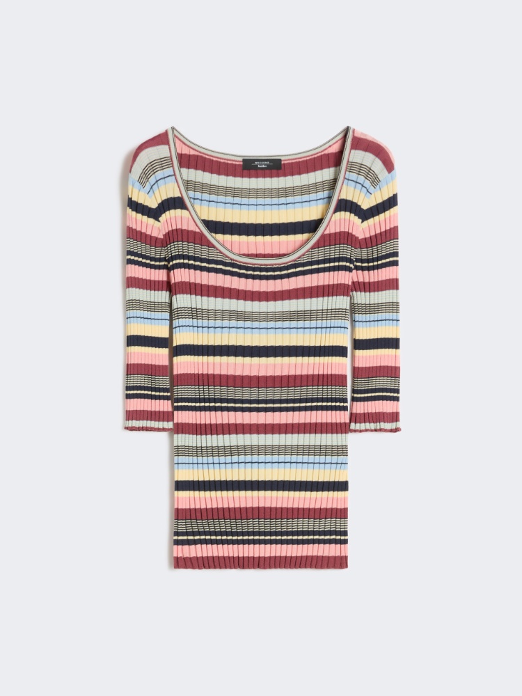 Stretch viscose yarn ribbed jumper - MULTICOLOUR - Max Mara