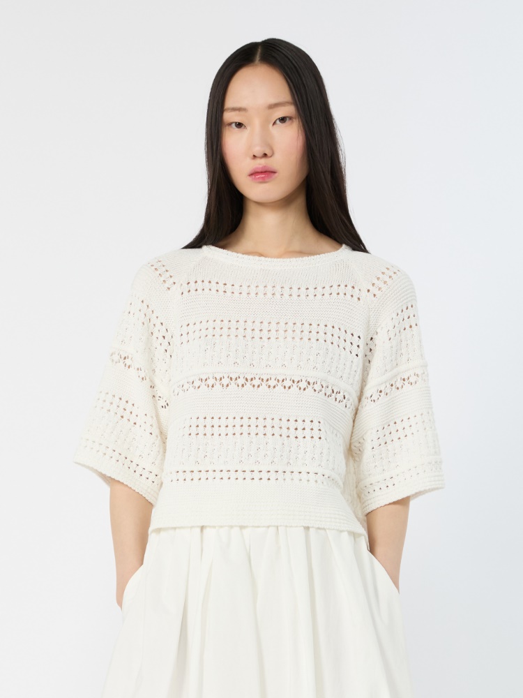 Crochet cotton sweater - IVORY - 2