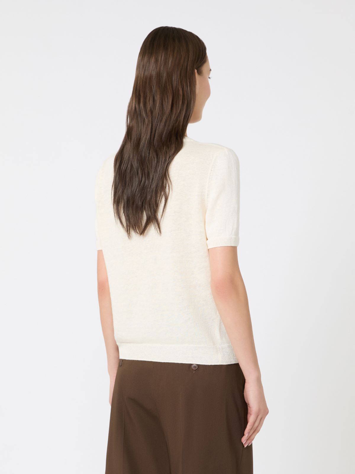 Linen yarn basic jumper - ECRU - Max Mara - 3
