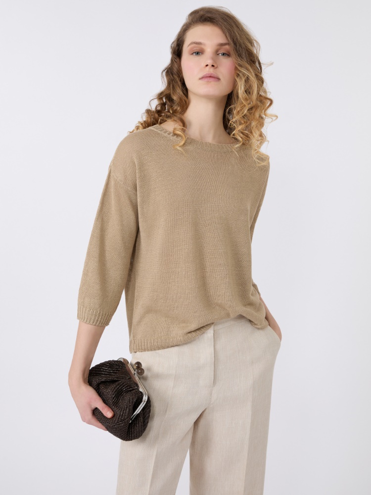 Linen yarn oversize jumper - EARTH - Max Mara - 4