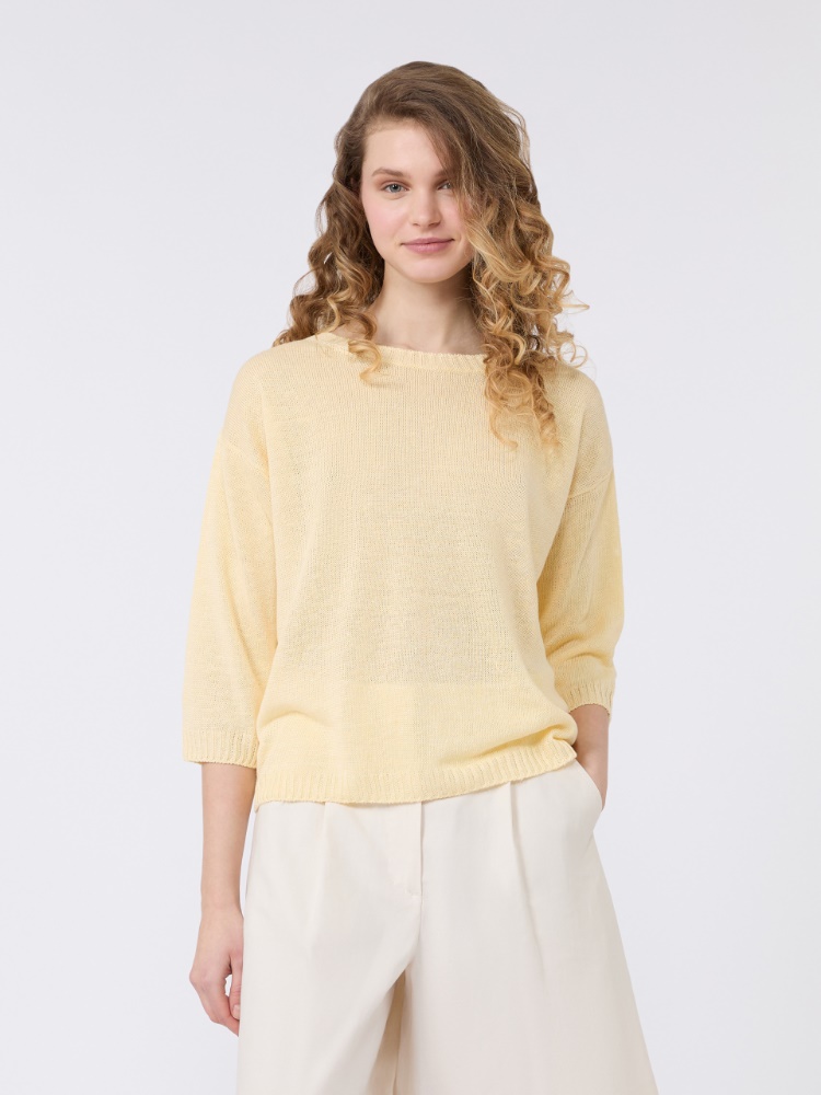 Linen yarn oversize jumper - LIGHT YELLOW - Max Mara - 2