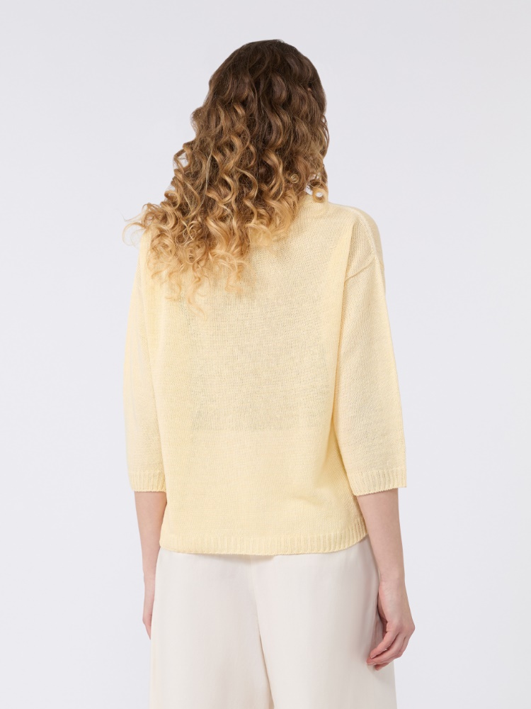Linen yarn oversize jumper - LIGHT YELLOW - Max Mara - 3