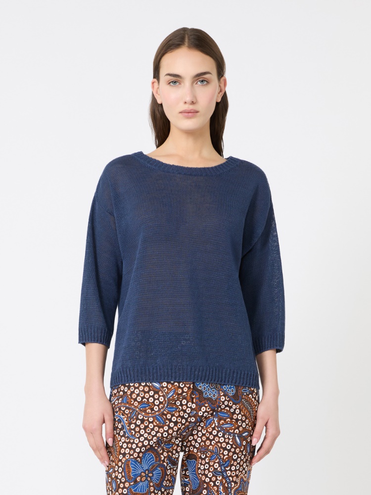 Linen yarn oversize jumper - NAVY - Max Mara - 2