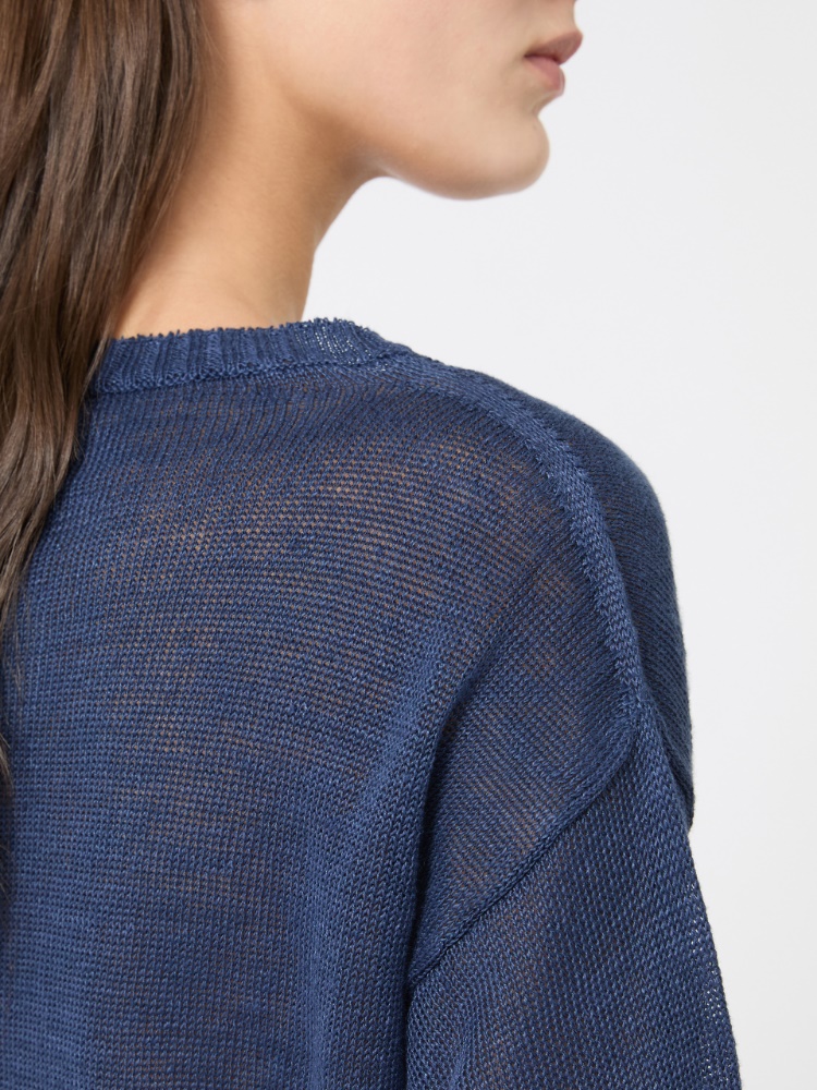Linen yarn oversize jumper - NAVY - Max Mara - 5