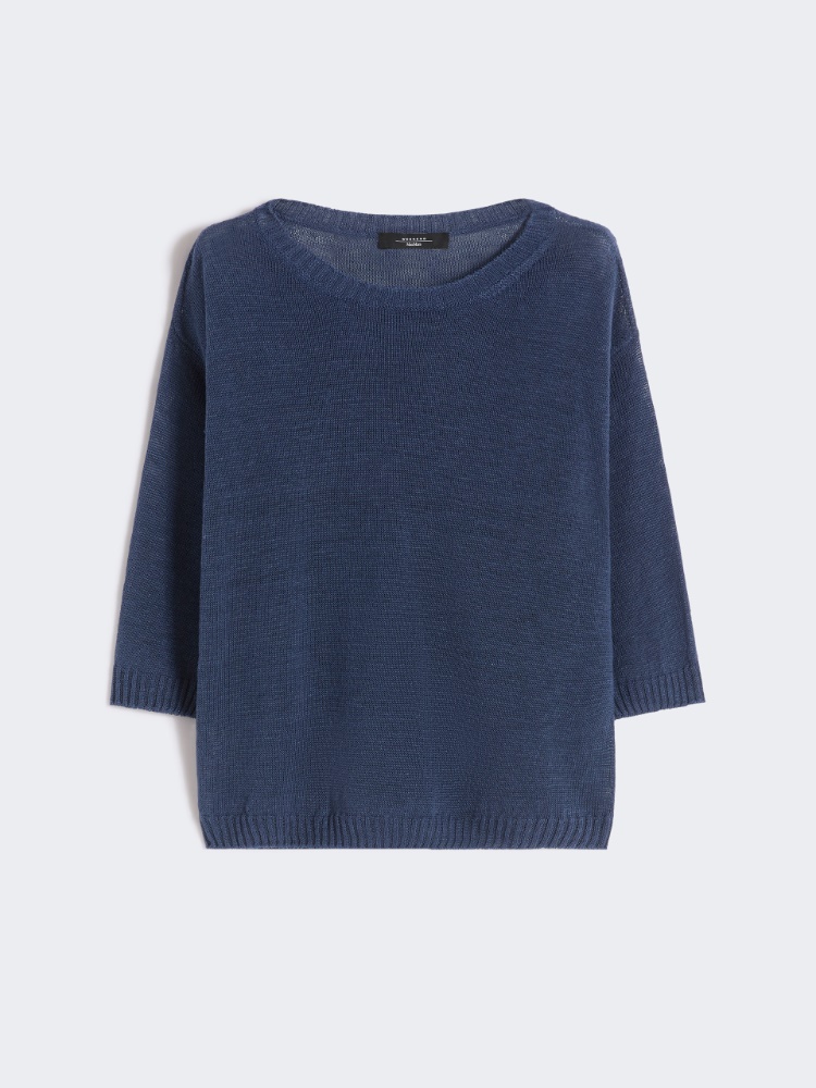 Linen yarn oversize jumper - NAVY - Max Mara