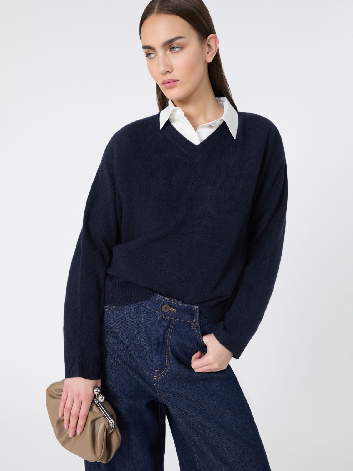 Cashmere V-neck sweater - NAVY - Max Mara - 5