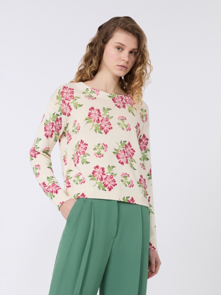 Floral printed cotton jumper - ECRU - Max Mara - 2